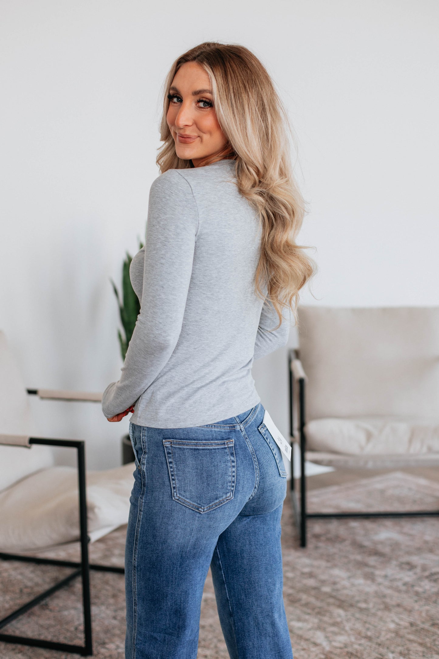 Penny Long Sleeve Top - Heather Grey