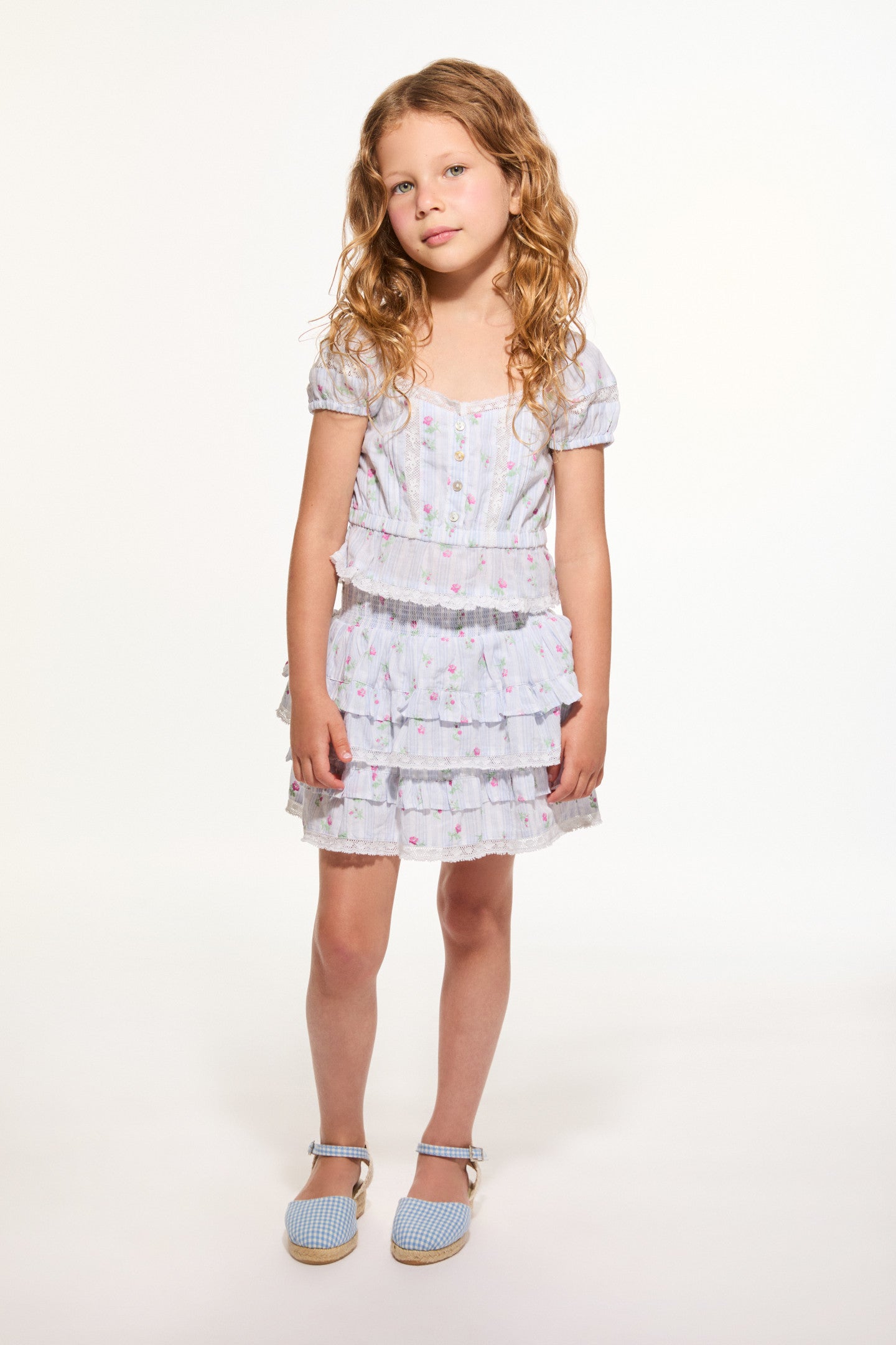 Girls Ottie Floral Striped Top