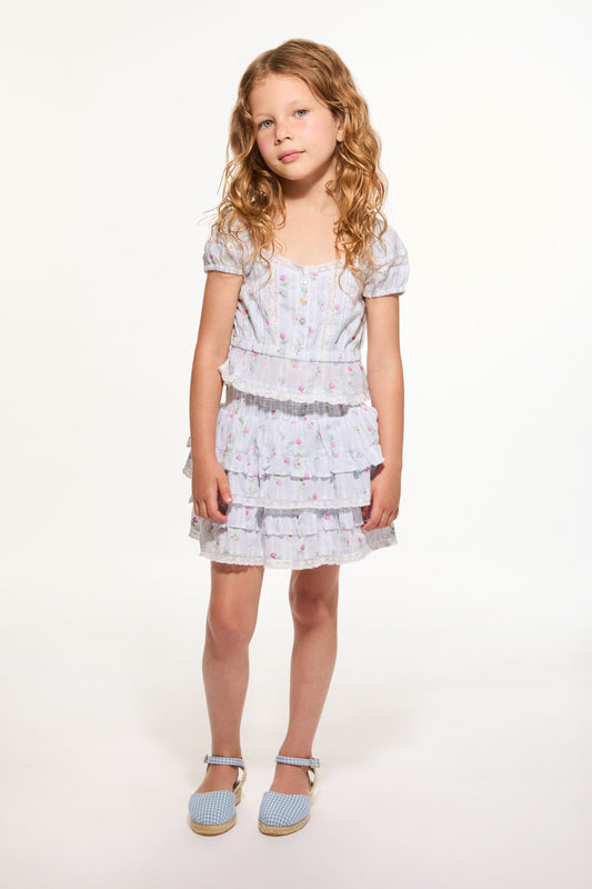 Girls Ottie Floral Striped Top