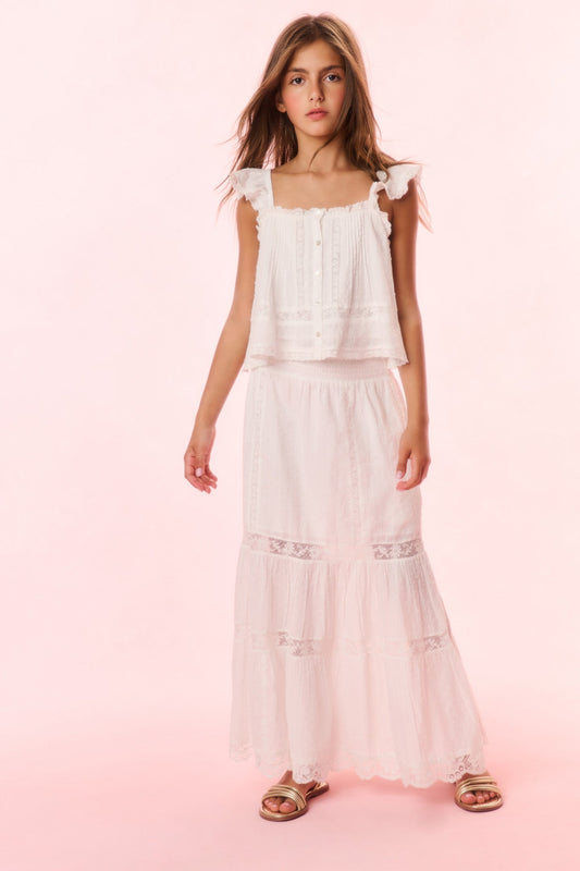 Girls Norabel Cotton Lace-Trimmed Top
