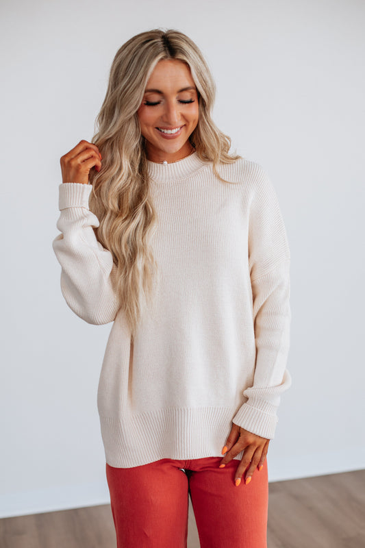 Chelsea Mock Neck Sweater - Natural